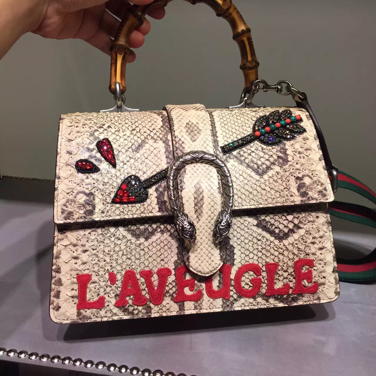 Real Gucci Dionysus Python Top Handle Bag 446869